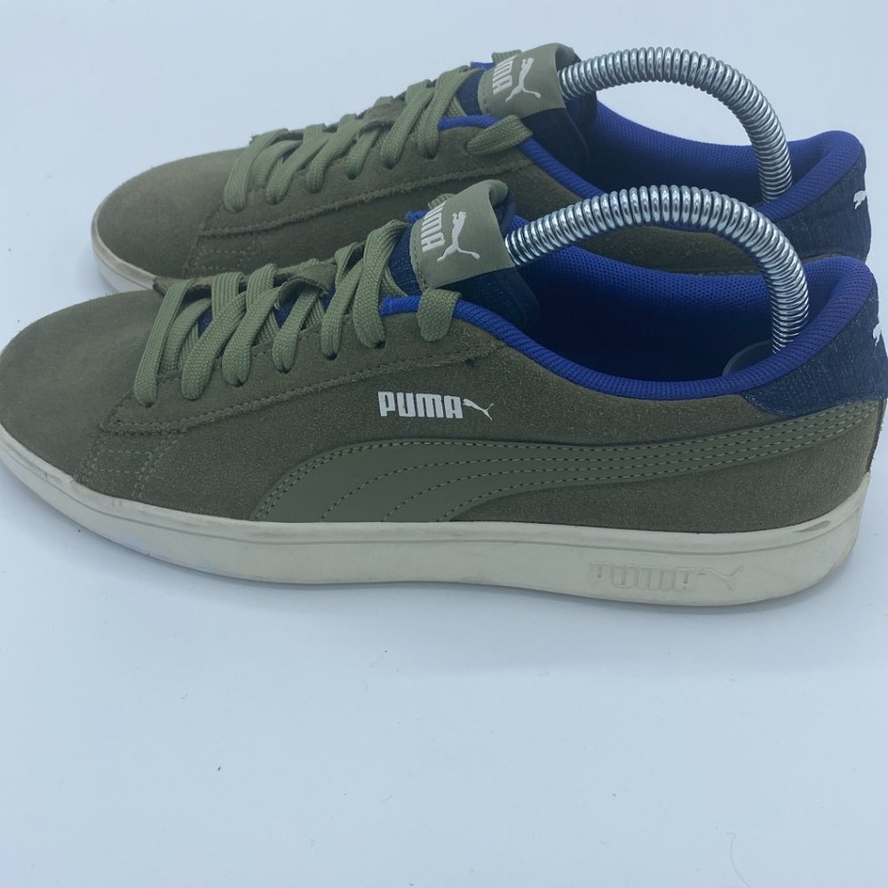 Puma Smash v2 Olive Green Denim Sneakers